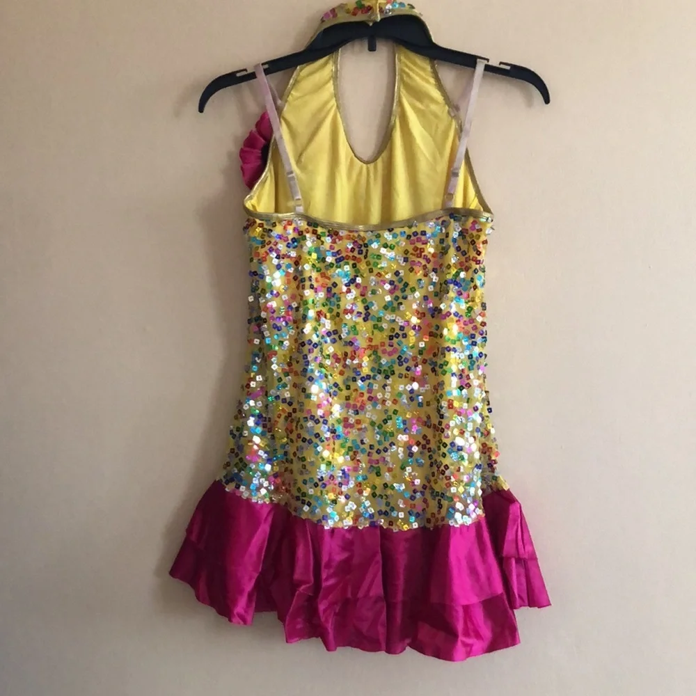 Weissman Yellow Sequin Dance Dress - XLC